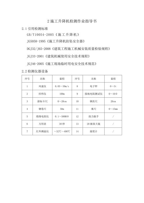 施工升降机检测作业指导书.doc