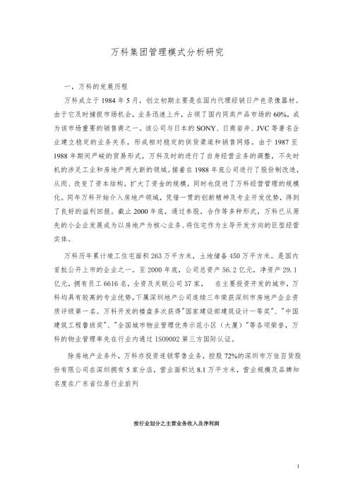 某国内一流地产企业管理模式分析研究.doc