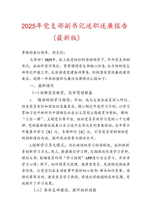 2025 年党支部副书记述职述廉报告.docx