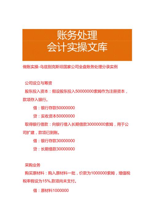 做账实操乌兹别克斯坦公司全盘账务处理分录实例.docx