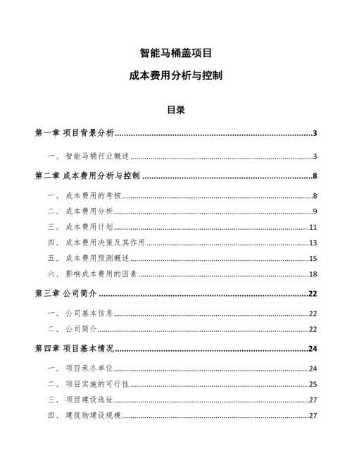 智能马桶盖项目成本费用分析与控制参考.docx