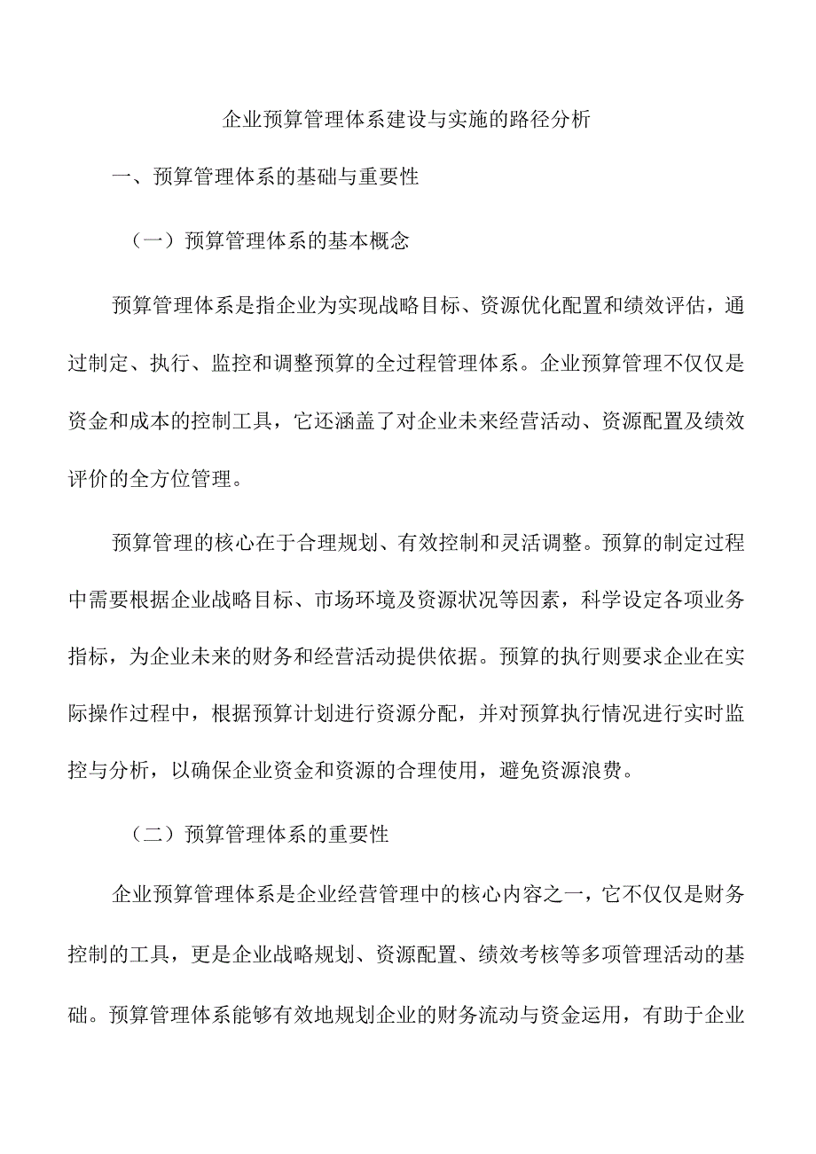 企业预算管理体系建设与实施的路径分析.docx_第1页