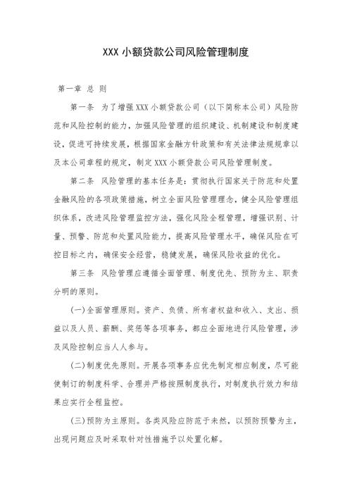 小额贷款公司风险管理制度.doc
