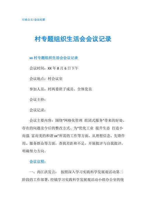 村专题组织生活会会议记录.doc