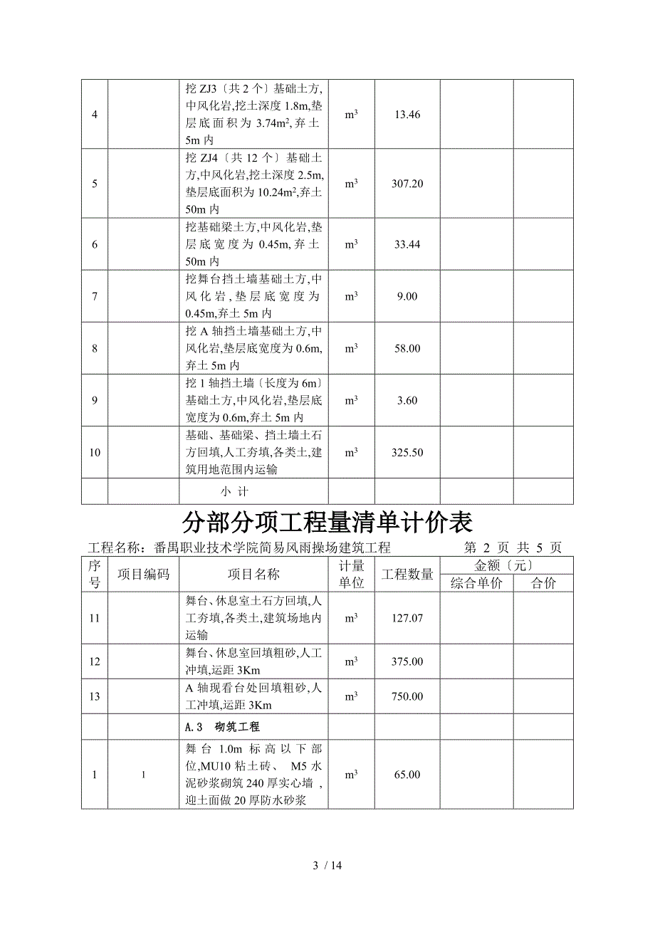 工程量清单报价表风雨操场.doc_第3页