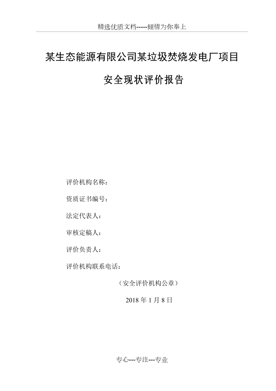某垃圾焚烧发电厂项目安评报告.doc_第1页