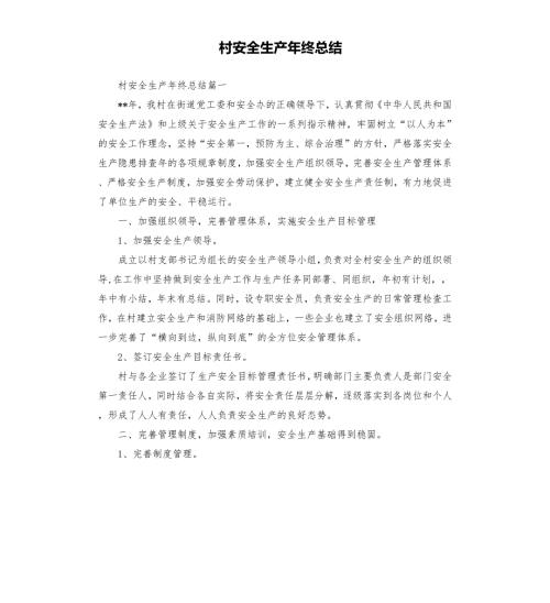 村安全生产年终总结.docx