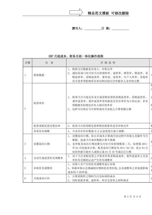 易飞ERP月底存货财务成本一体化操作流程.doc