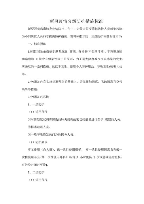 新冠疫情分级防护措施标准.docx