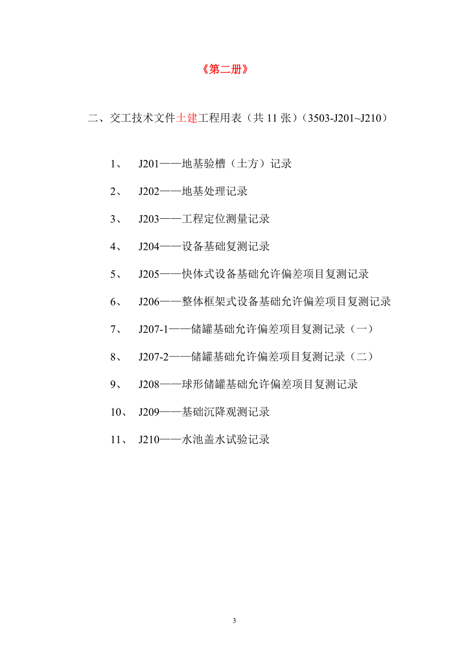 石油化工建设工程项目交工技术文件规定SHT3503交工资料表格目录清单.doc_第3页