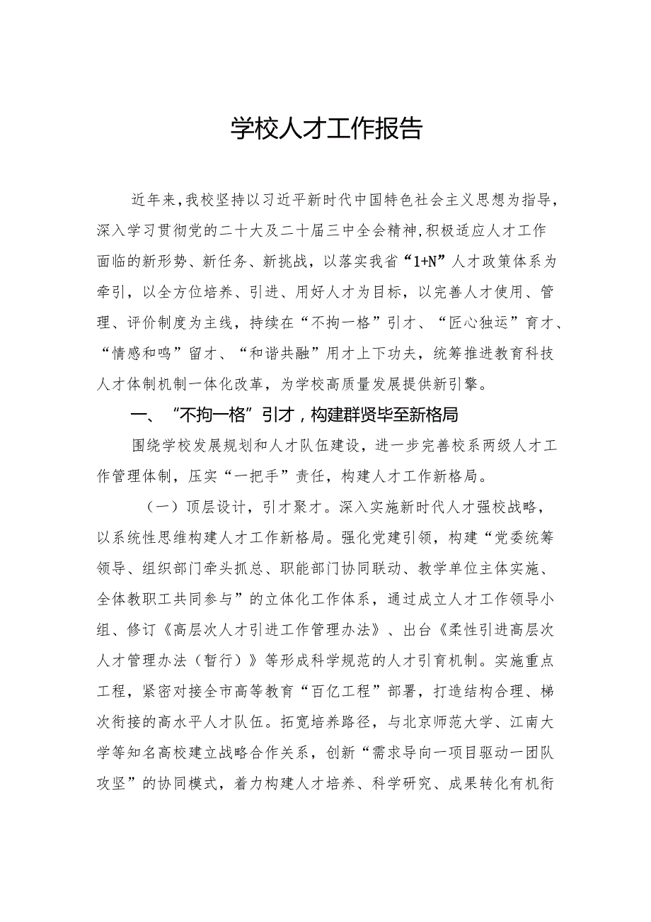 学校人才工作报告.docx_第1页