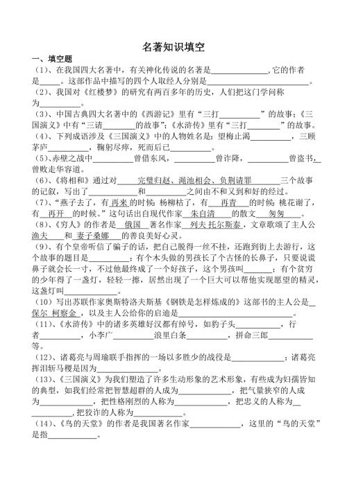 小升初常考文学常识集锦婷.docx
