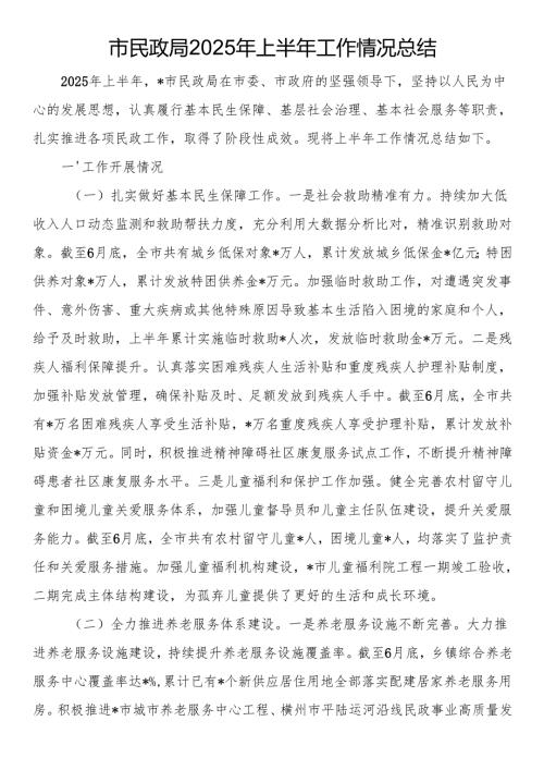 市民政局2025年上半年工作情况总结.docx