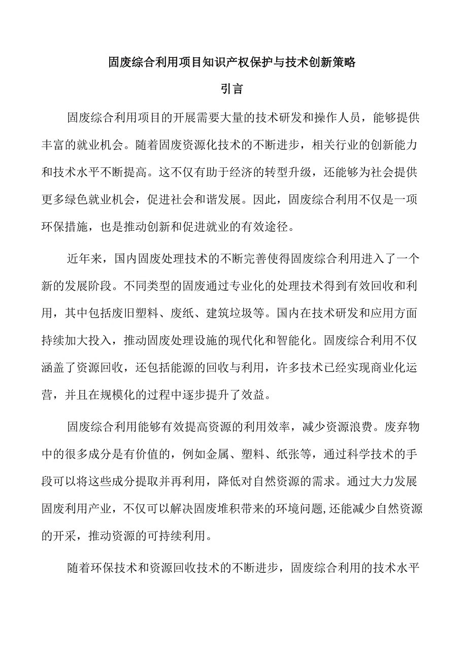 固废综合利用项目知识产权保护与技术创新策略.docx_第1页