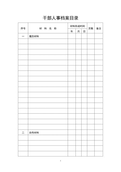 最新干部人事档案目录模板.doc