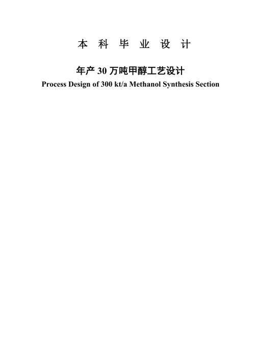 年产30万吨甲醇工艺设计毕业论文.doc