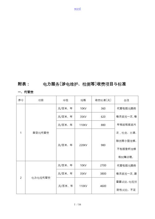 电力服务收费实用标准化.doc