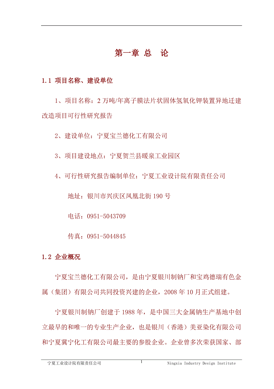 年产2万吨离子膜法片状固体氢氧化钾装置异地迁建改造项目可行性研究报告.doc_第1页