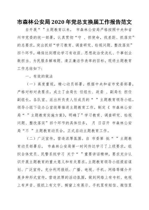 市森林公安局2020年党总支换工作报告范文.docx