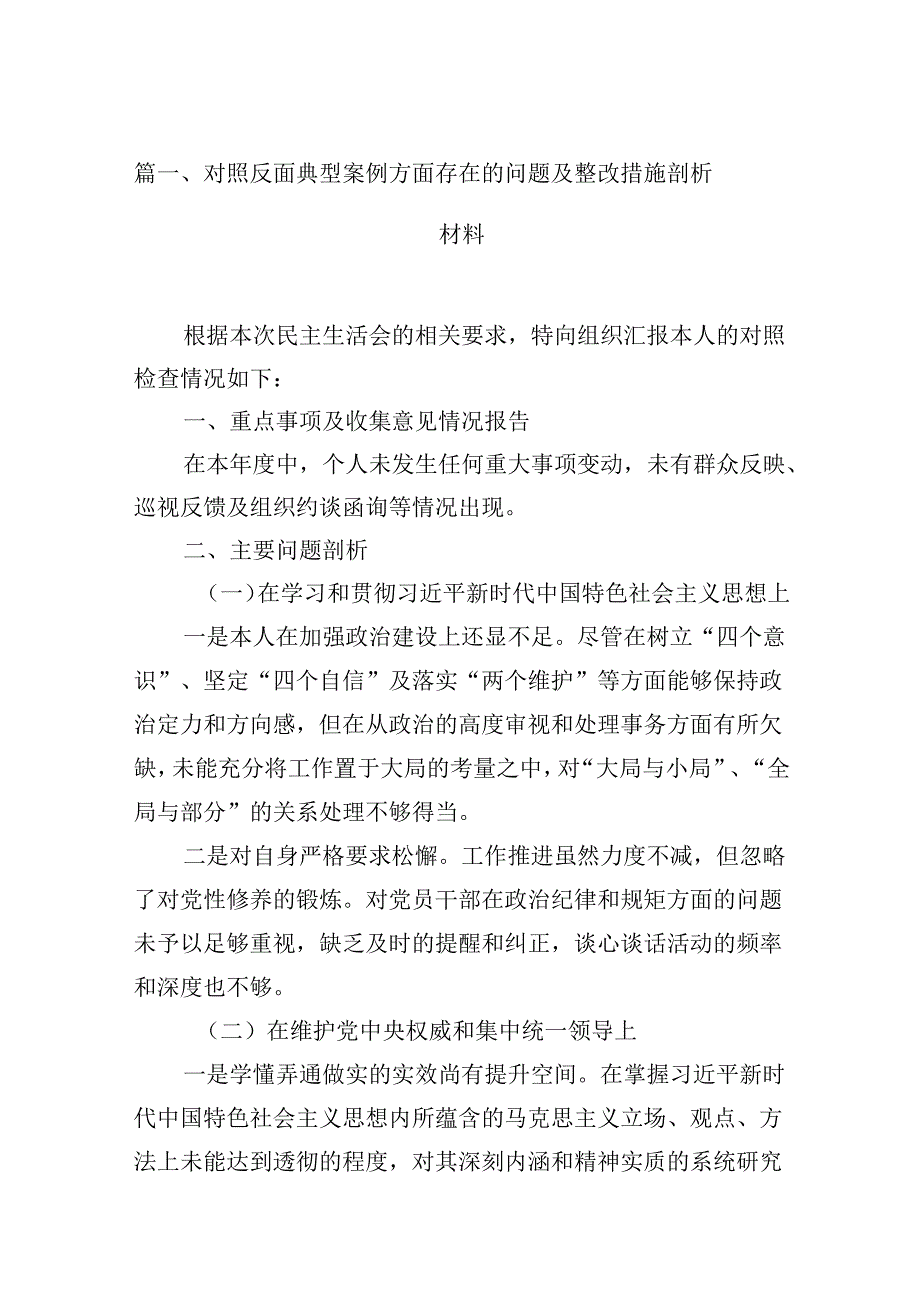 对照反面典型案例方面存在的问题及整改措施剖析材料范文15篇（精选）.docx_第2页