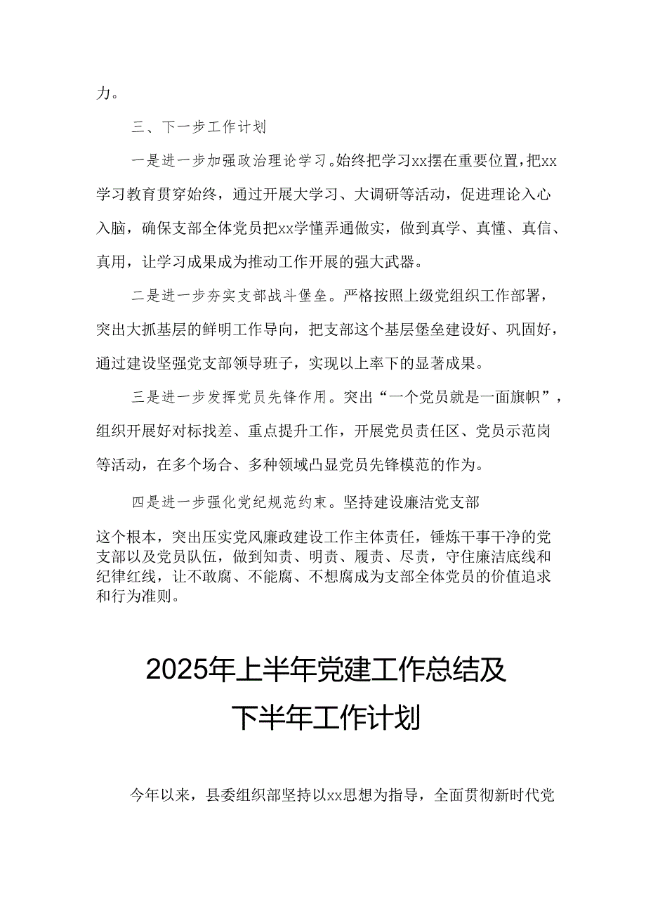 开展2025年上半年《党建工作总结》及下一步工作打算（4份）_49.docx_第3页