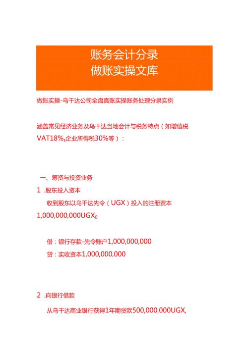 做账实操乌干达公司全盘真账实操账务处理分录实例.docx