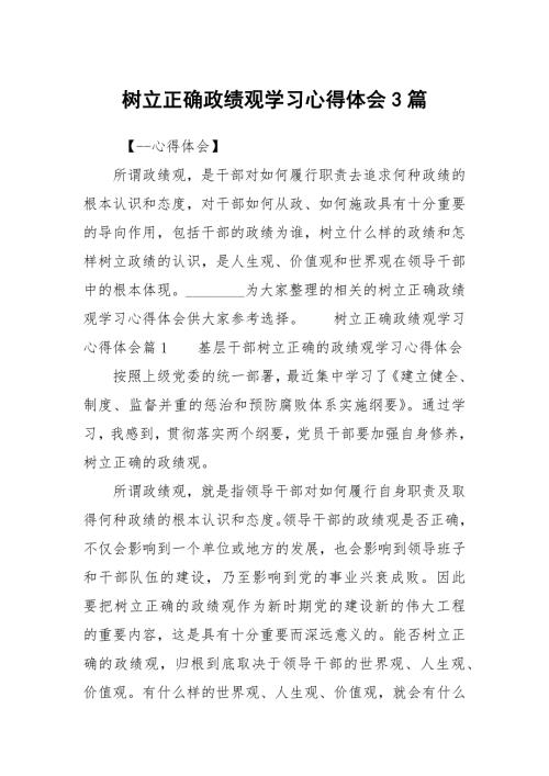 树立正确政绩观学习心得体会3篇.docx