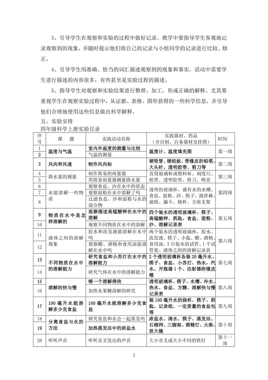 教科版四年级科学上册实验教学计划.doc_第2页