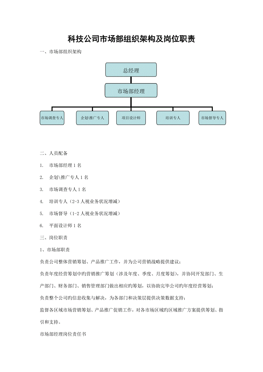 市场部组织架构及岗位基本职责.doc_第1页