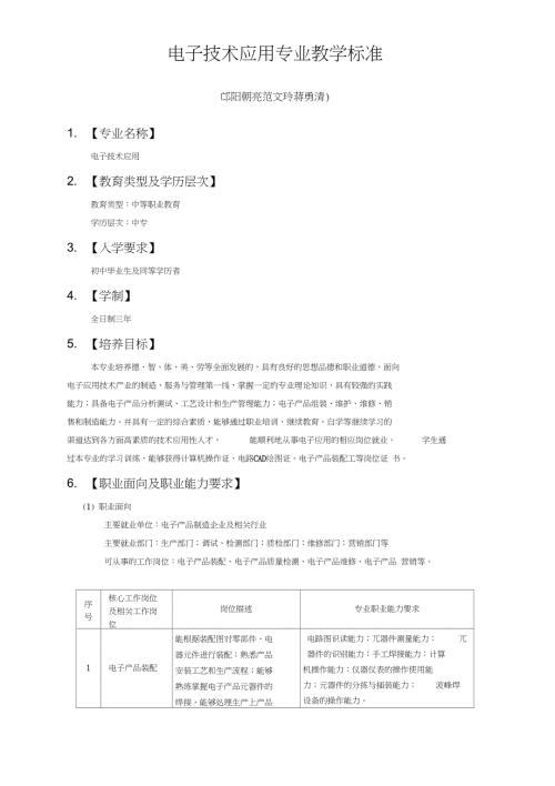 电子技术应用专业教学标准.doc
