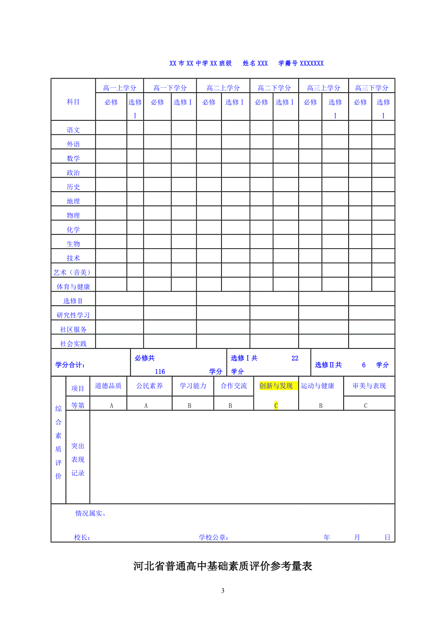 河北省普通高中学生综合素质评价方案试行.doc_第3页