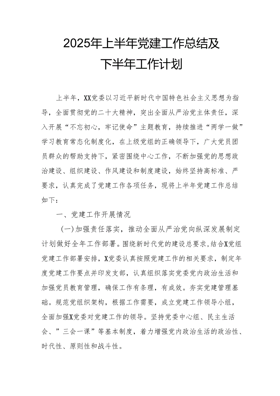 开展2025年上半年党建工作总结及下一步工作打算合计4份.docx_第1页