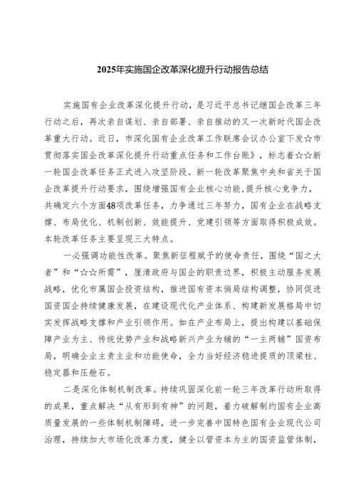 2025年实施国企改革深化提升行动报告总结（5篇精选）.docx