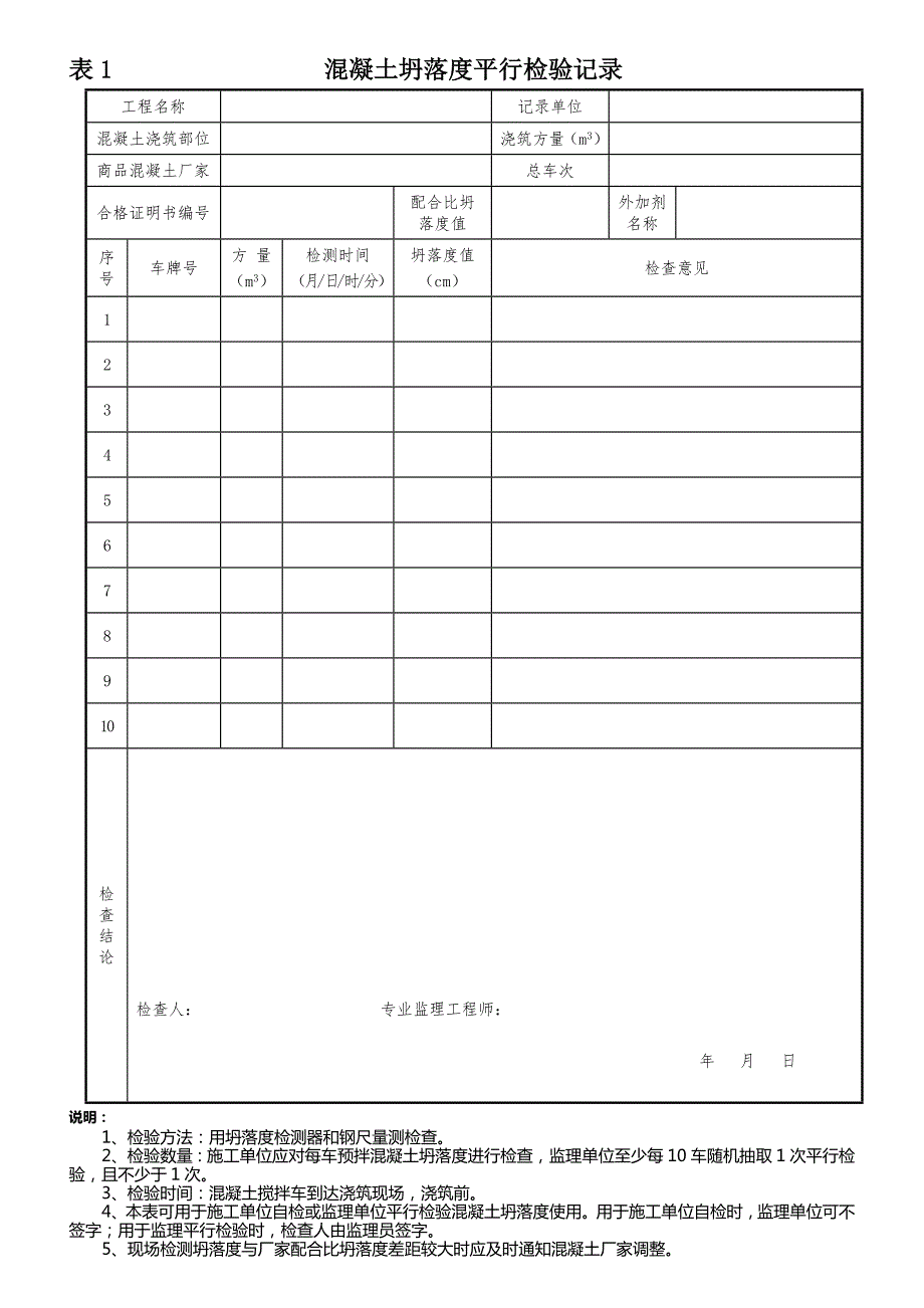 市政工程监理平行检验表格参考版.doc_第1页