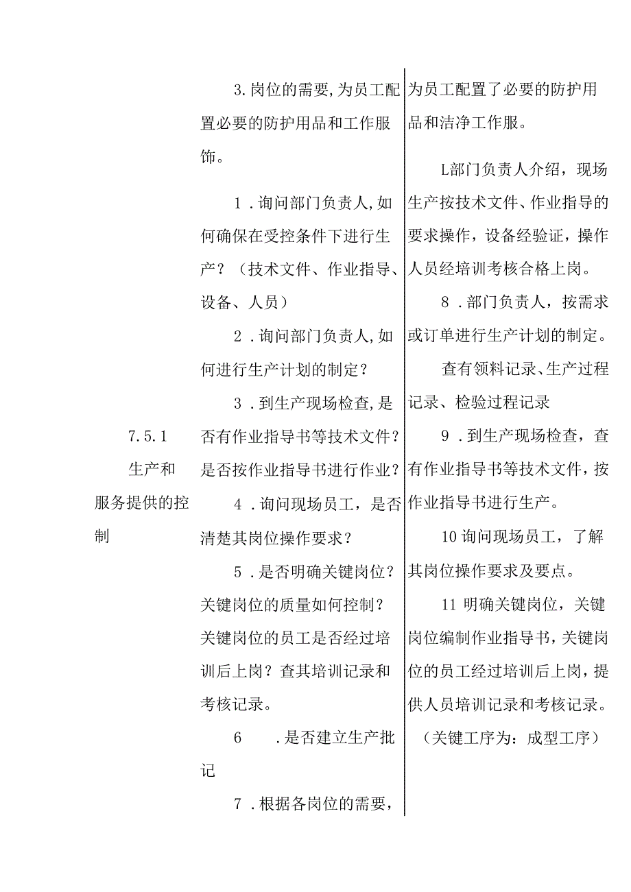 ISO13485医疗器械质量管理体系内审检查表生产部.docx_第2页