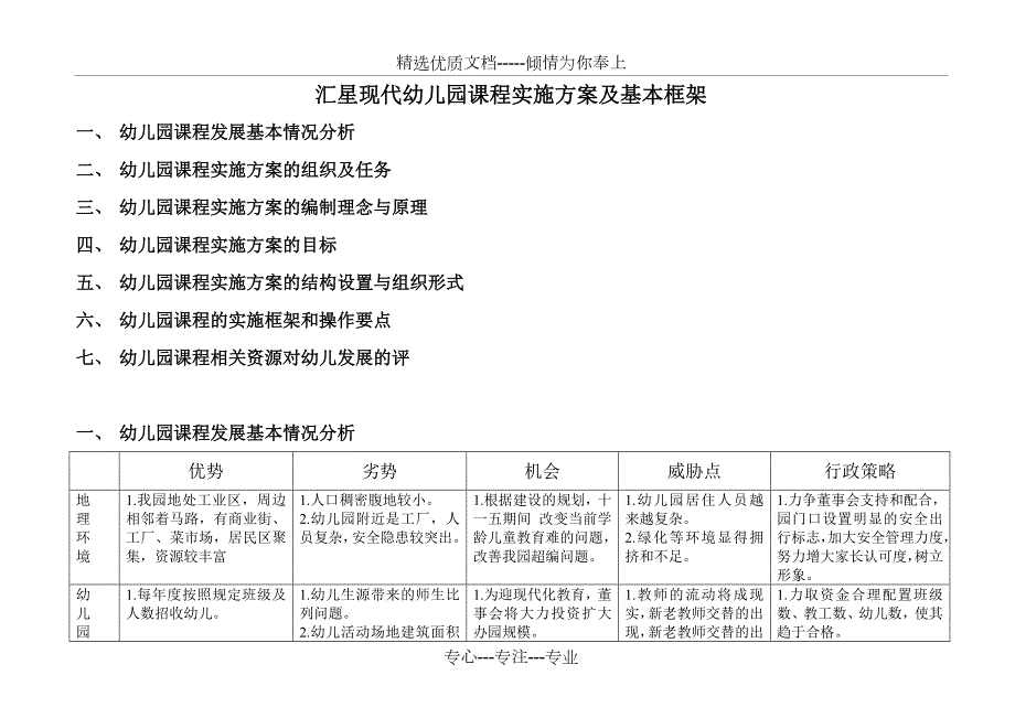 汇星现代幼儿园课程实施方案及基本框架.doc_第1页