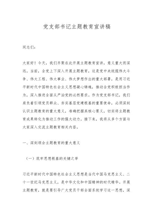 党支部书记主题教育宣讲稿.docx