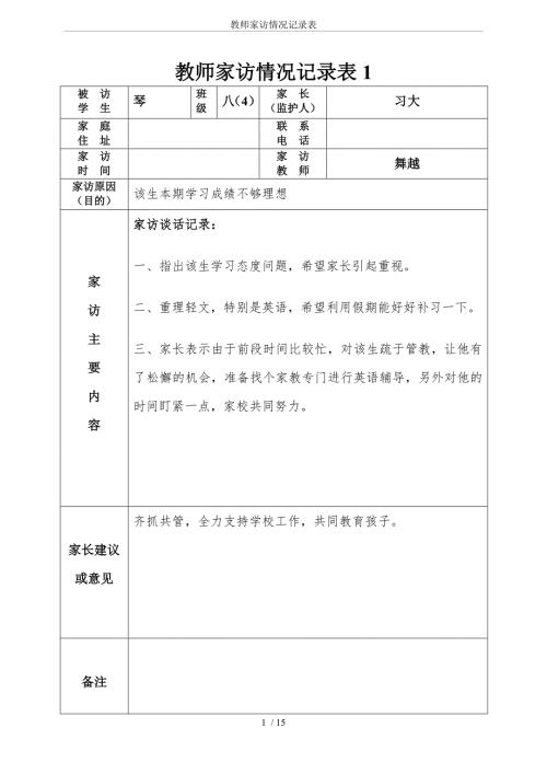 教师家访情况记录表.doc