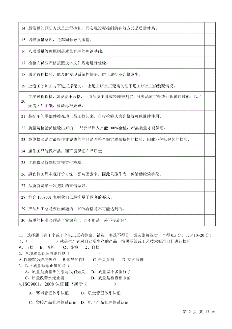 生产现场人员品质意识培训考试试卷附答案.doc_第2页
