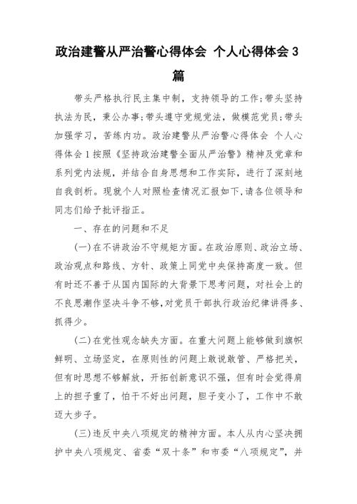 政治建警从严治警心得体会个人心得体会3篇.doc