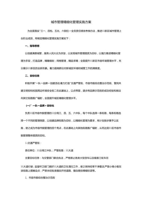 城市管理精细化管理实施方案.docx