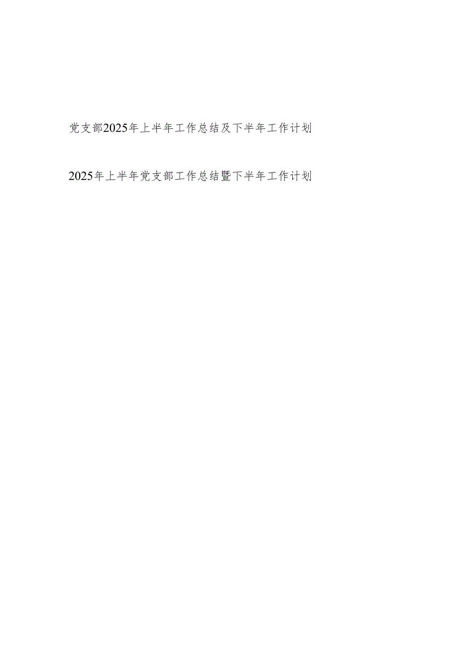 基层党支部2025年上半年工作总结及下半年工作计划2篇.docx_第1页