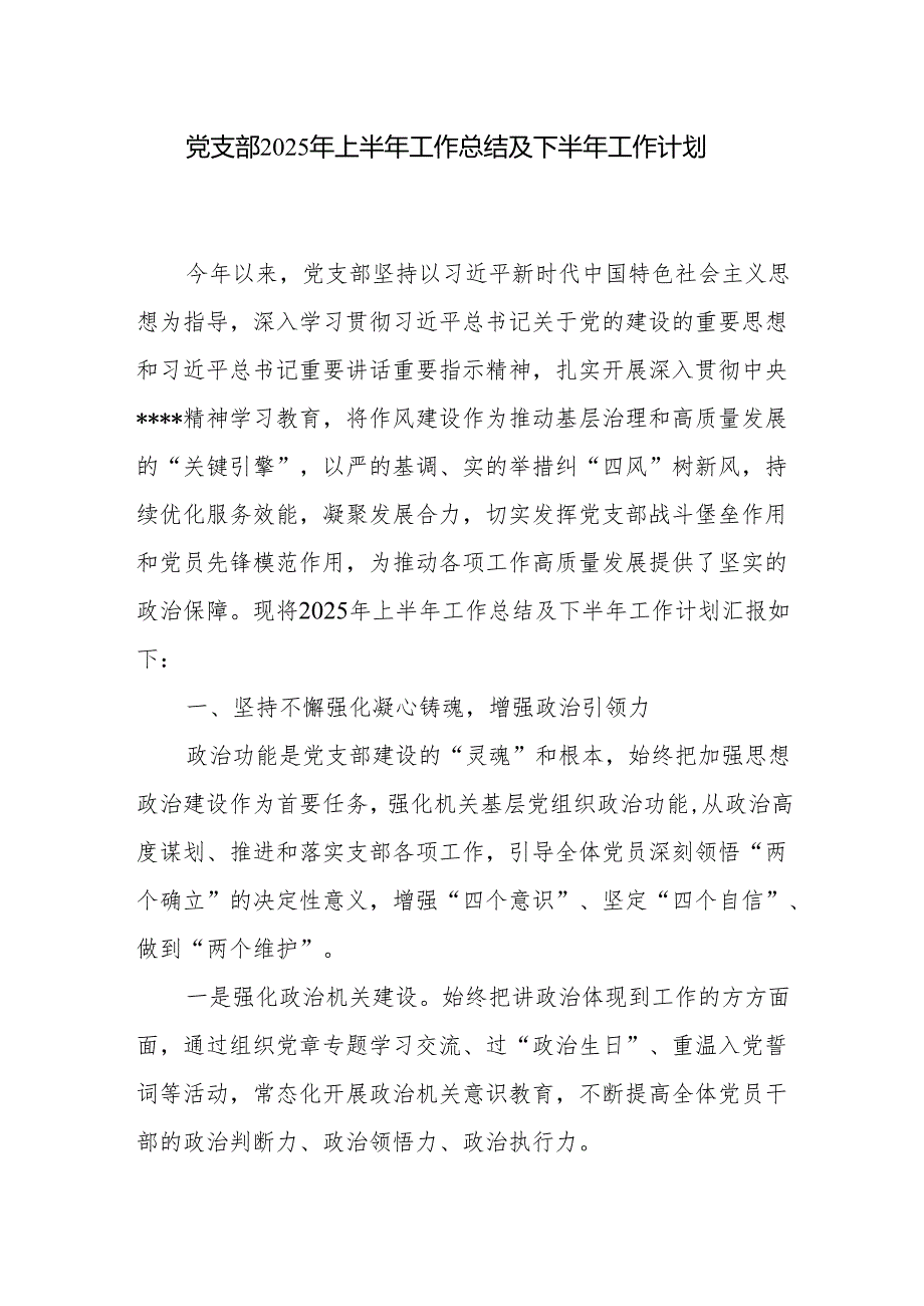 基层党支部2025年上半年工作总结及下半年工作计划2篇.docx_第2页