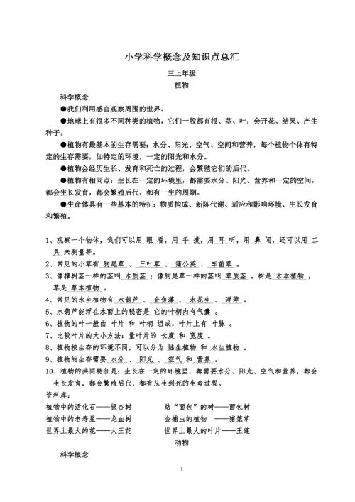 小学科学概念及知识点总汇.doc