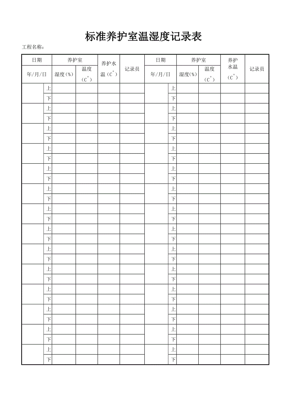 标准养护室温湿度记录表.doc_第1页