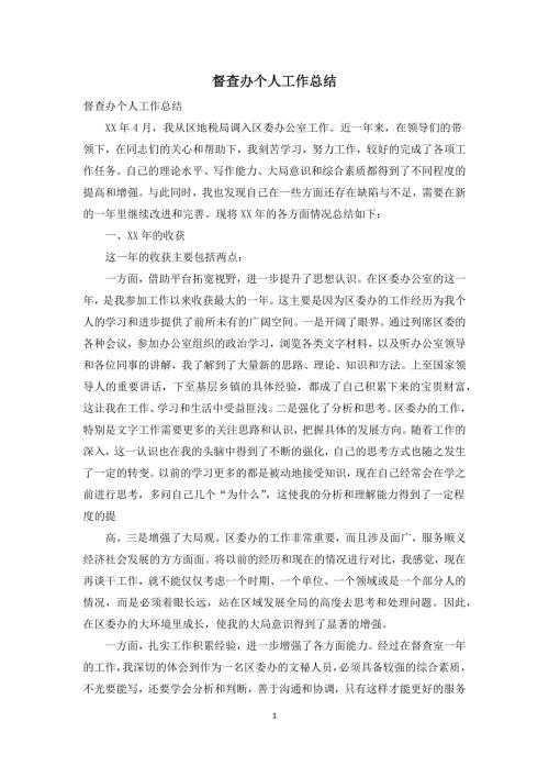 督查办个人工作总结.docx