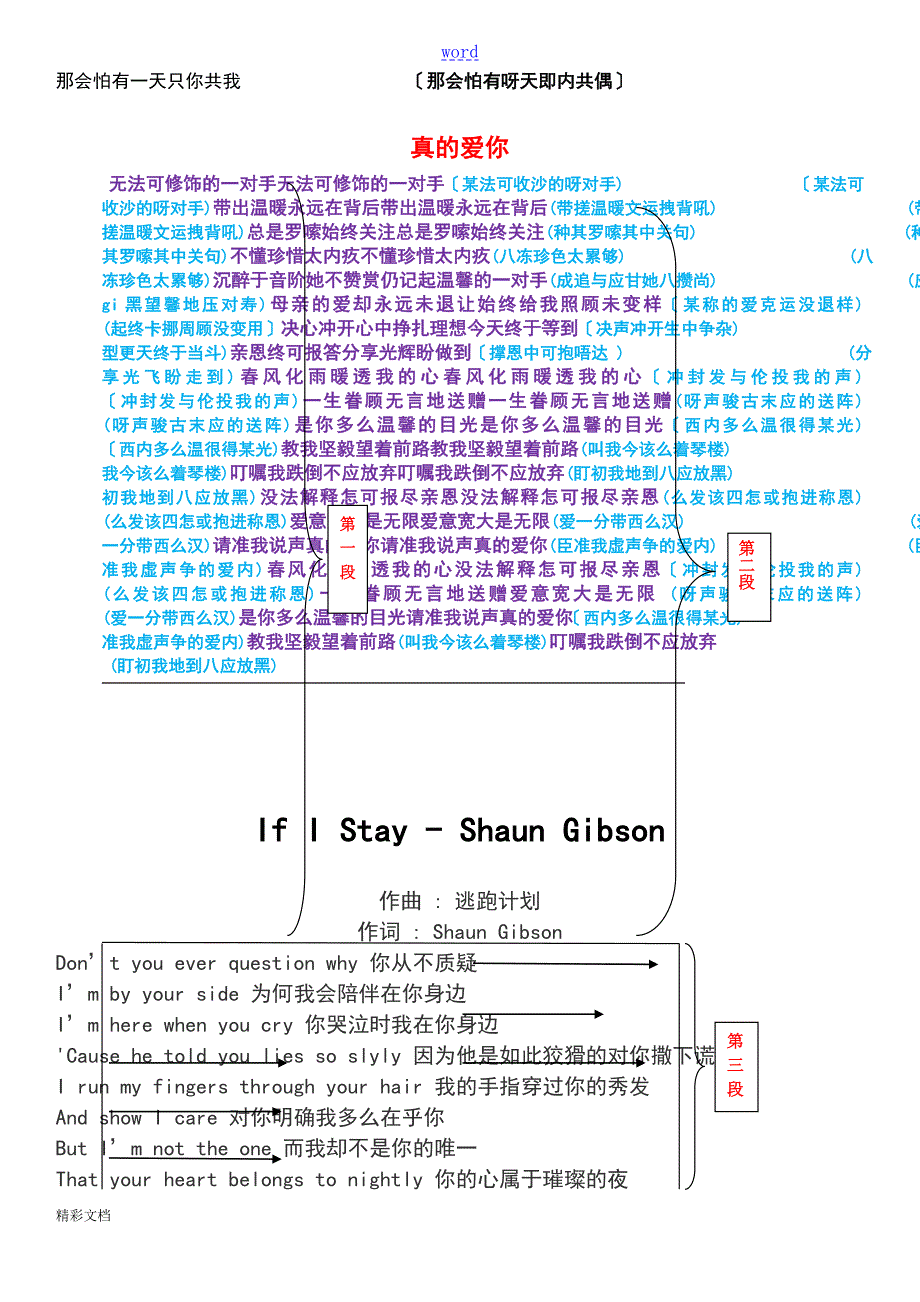 海阔天空粤语歌词学唱中文音译谐音.doc_第2页