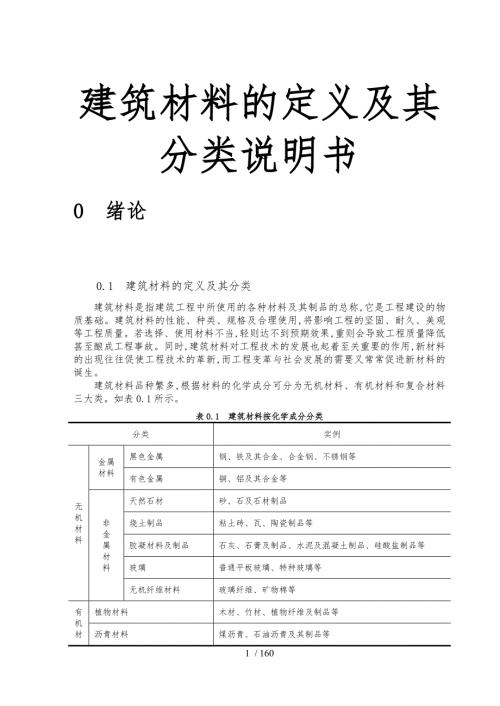 建筑材料的定义和分类说明书.doc