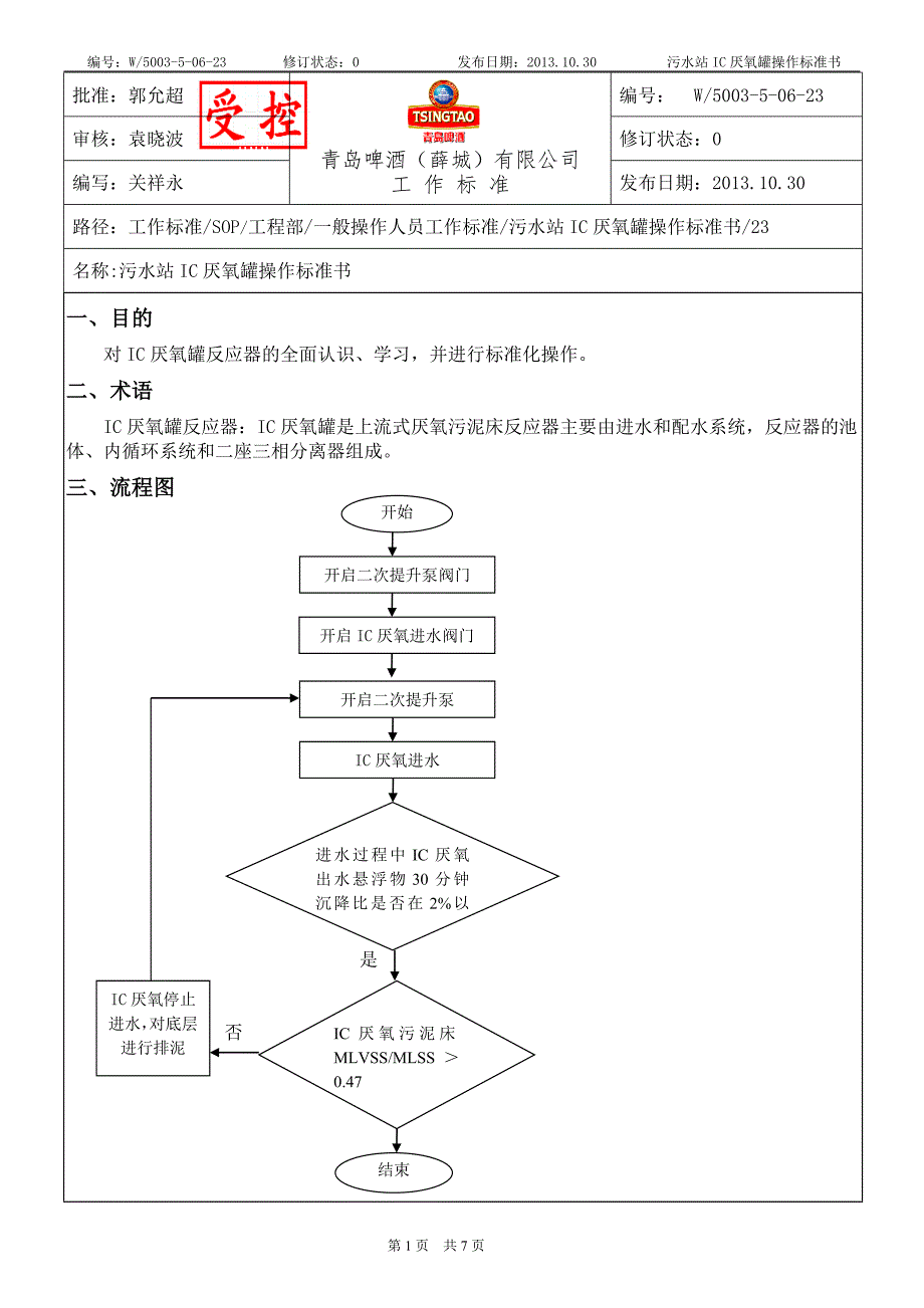 污水站IC厌氧罐操作标准书.doc_第1页