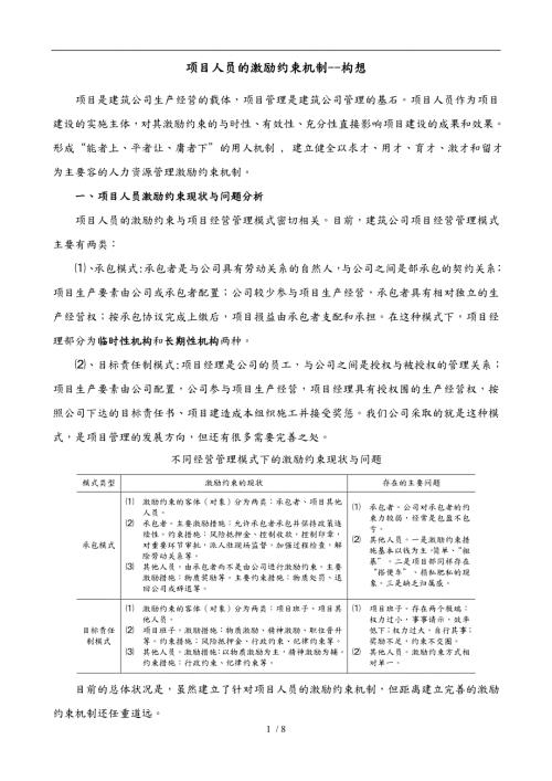 建筑企业项目人员的激励约束机制.doc